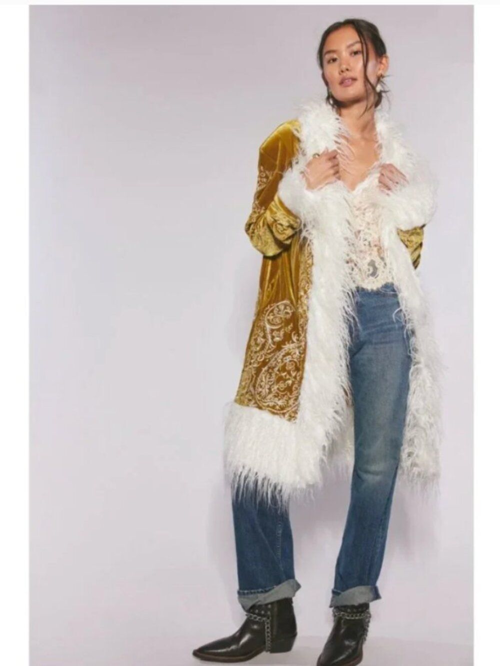 Free People Understated Leather Penny Lane Moon Glow Coat XS